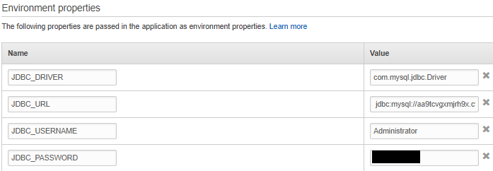 The environment properties section with a number of values filled in and the apply button highlighted