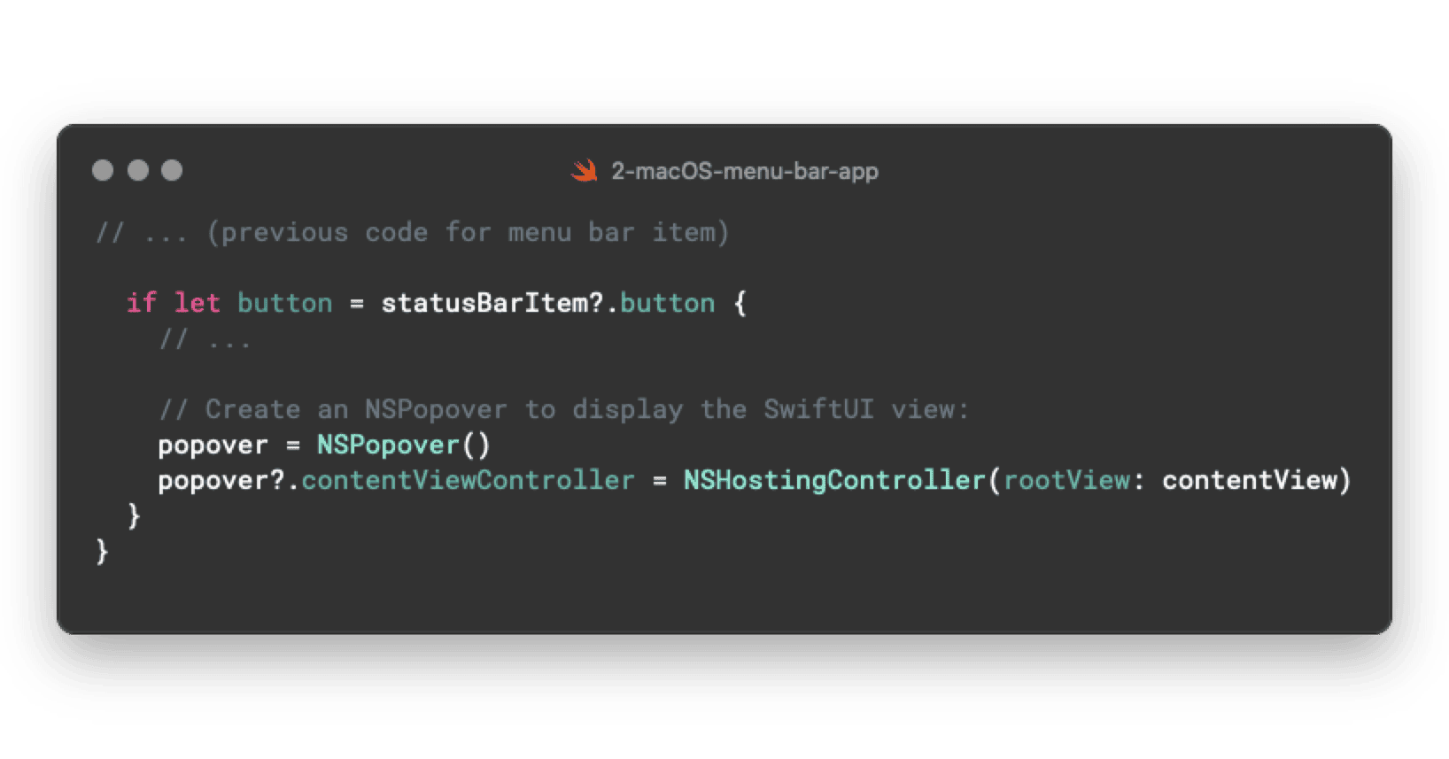NS Popover Swift Code Snippet