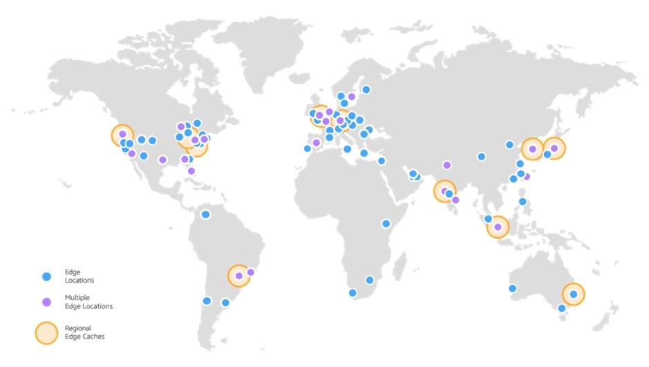 CloudFront edge and regional edge cache locations