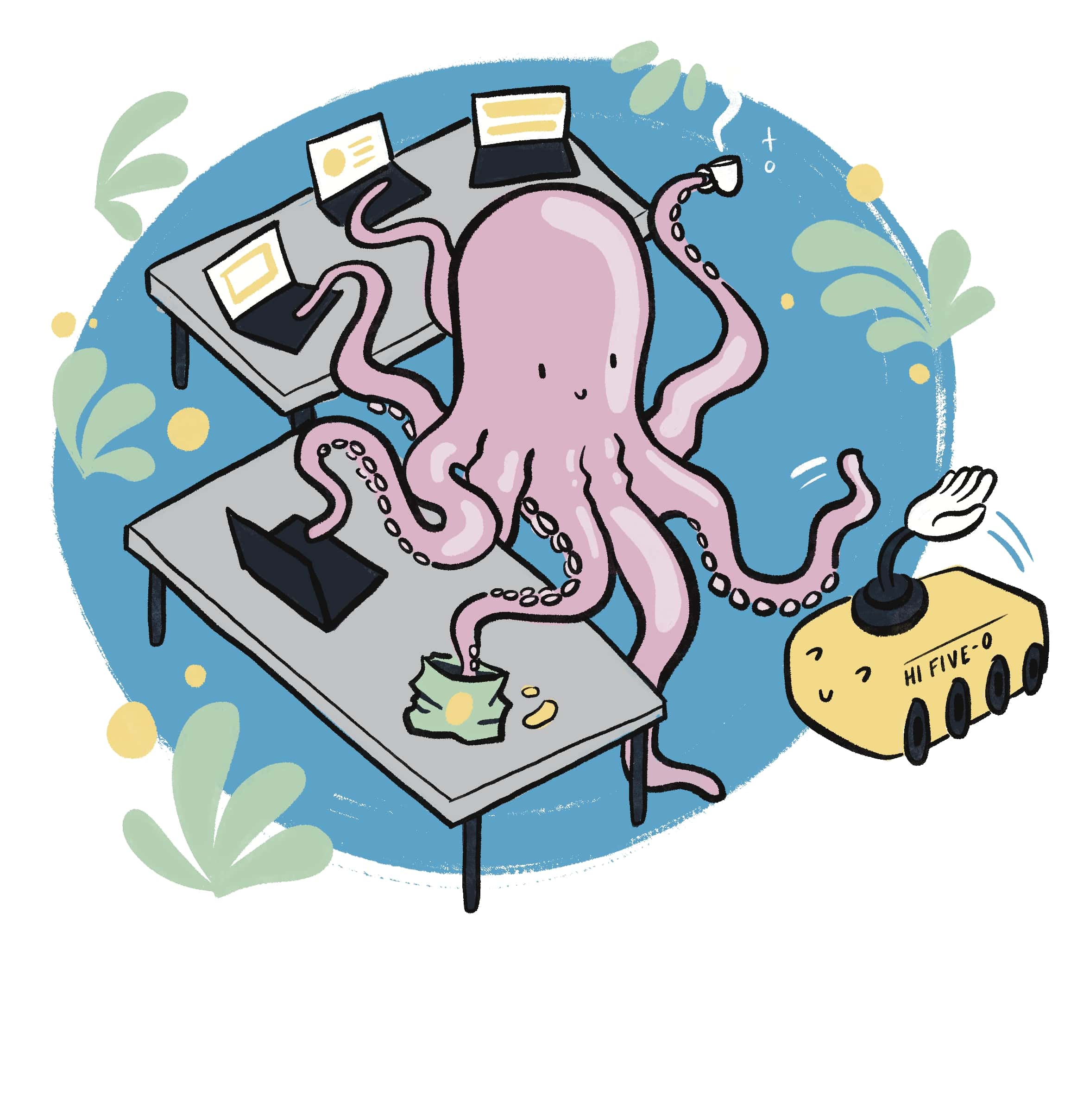 T-shirt design with octopus